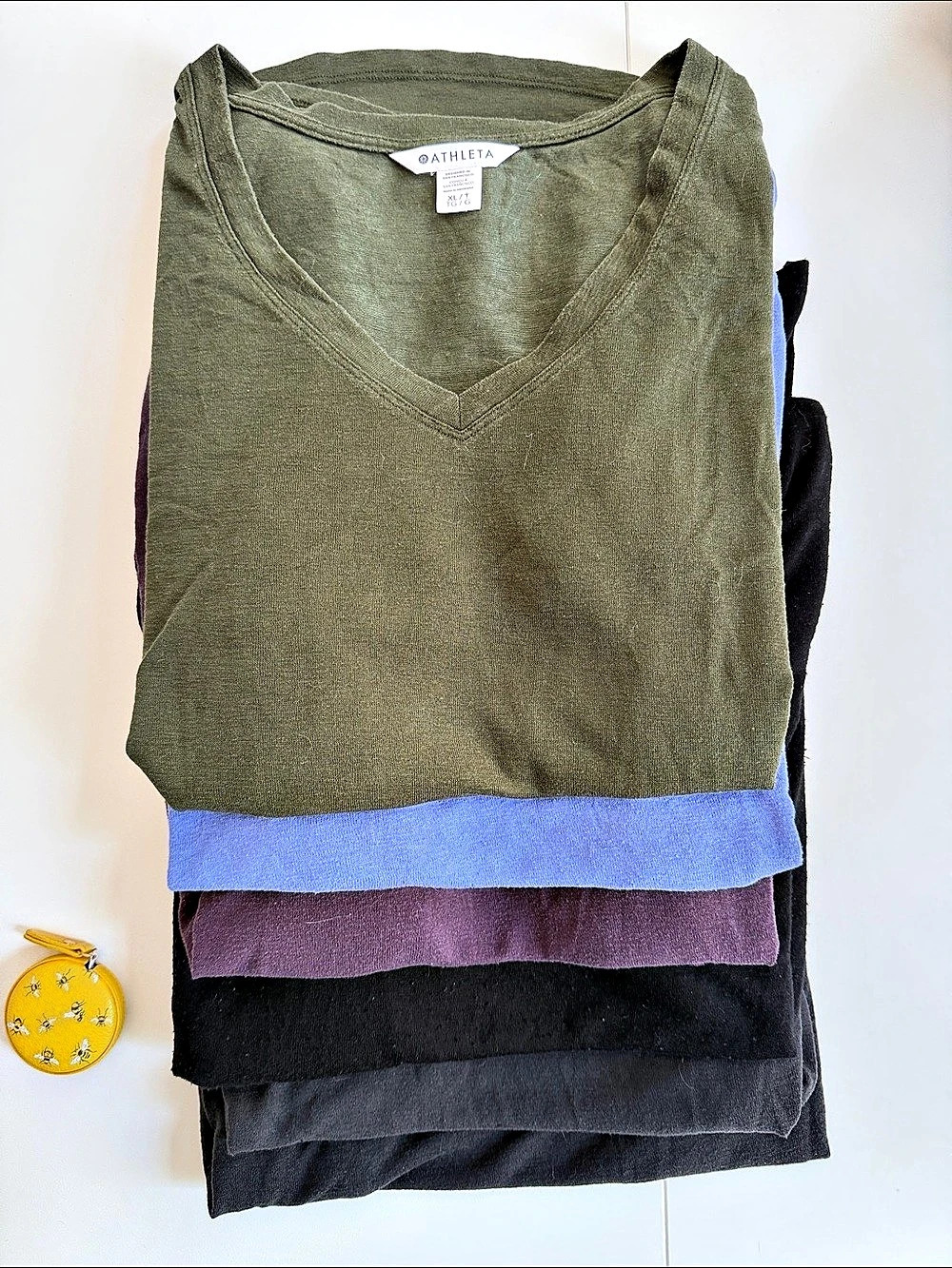 Six Athleta Women's V-Neck Tees Size Tall XL Tencel/Polyester